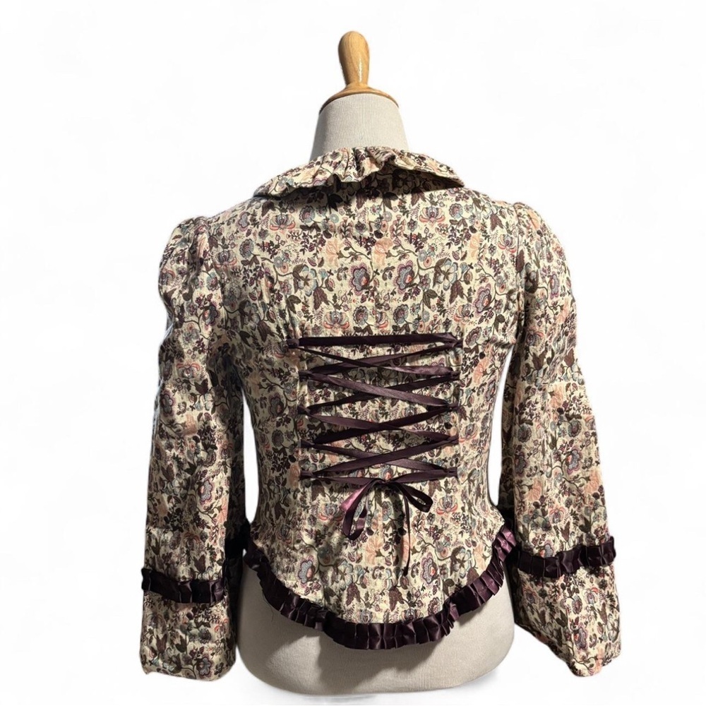 Von Lancelot Victorian Steampunk Corset Jacket Sz 12 Purple Floral Ren Faire - Picture 8 of 8